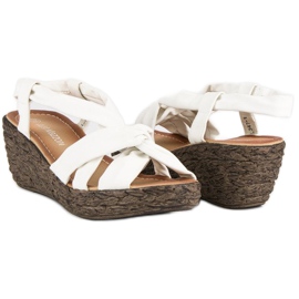 Sandalias de cuña sin cordones blanco 3