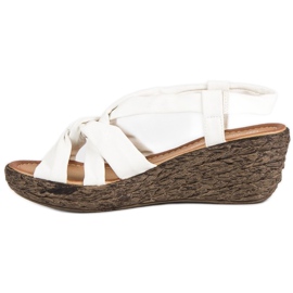 Sandalias de cuña sin cordones blanco 2