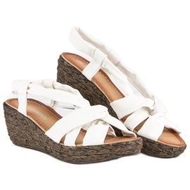 Sandalias de cuña sin cordones blanco 5