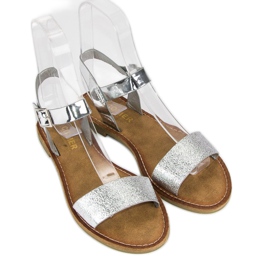 Comer Elegantes sandalias plateadas gris 5
