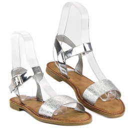 Comer Elegantes sandalias plateadas gris 7