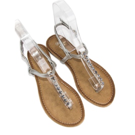 Comer Sandalias plateadas claras gris 2