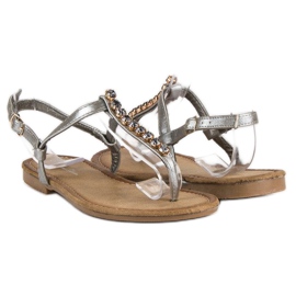 Comer Sandalias plateadas claras gris 1