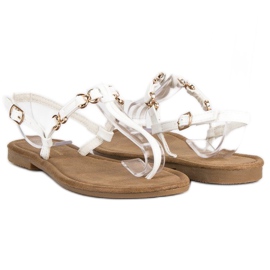 Comer Chanclas blancas planas blanco 4