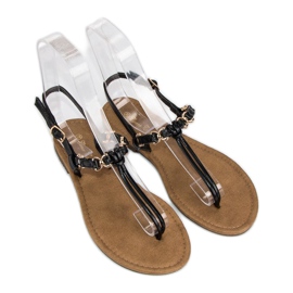 Comer Chanclas negras planas negro 4