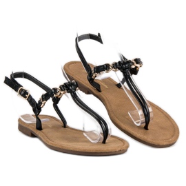 Comer Chanclas negras planas negro 6