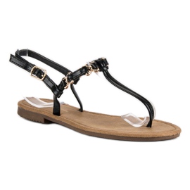 Comer Chanclas negras planas negro 2