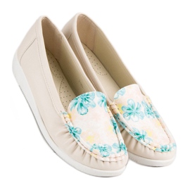 Tullo Mocasines Beige Con Flores 2