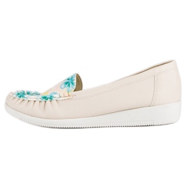 Tullo Mocasines Beige Con Flores 1