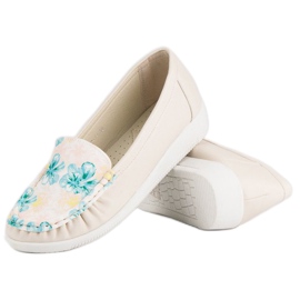 Tullo Mocasines Beige Con Flores 3