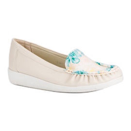 Tullo Mocasines Beige Con Flores 4