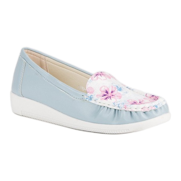 Tullo Mocasines Azules Con Flores 1 Tullo Mocasines Azules Con Flores 1