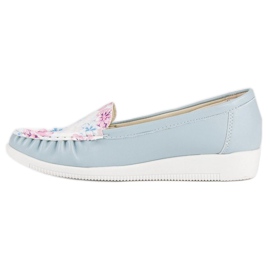 Tullo Mocasines Azules Con Flores 6