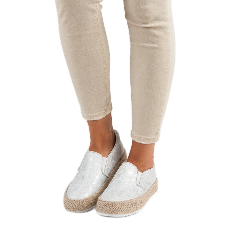 Betler Alpargatas Plateadas En La Plataforma gris 1