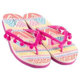 Ax Boxing Chanclas con pompones rosado 1
