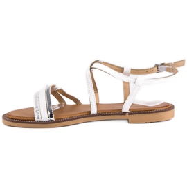 Bello Star Sandalias planas con hebilla gris blanco 3