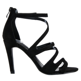 Sandalias de gamuza en un tacón alto negro 6
