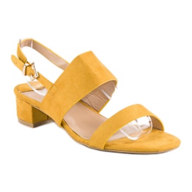 Fama Sandalias de tacón bajo amarillo 1