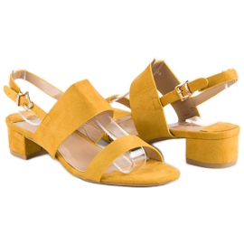 Fama Sandalias de tacón bajo amarillo 3