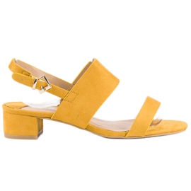 Fama Sandalias de tacón bajo amarillo 4