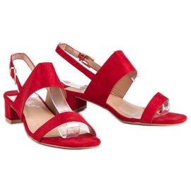 Fama Sandalias de tacón bajo rojo 4