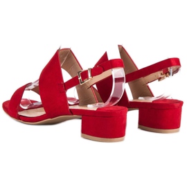 Fama Sandalias de tacón bajo rojo 3