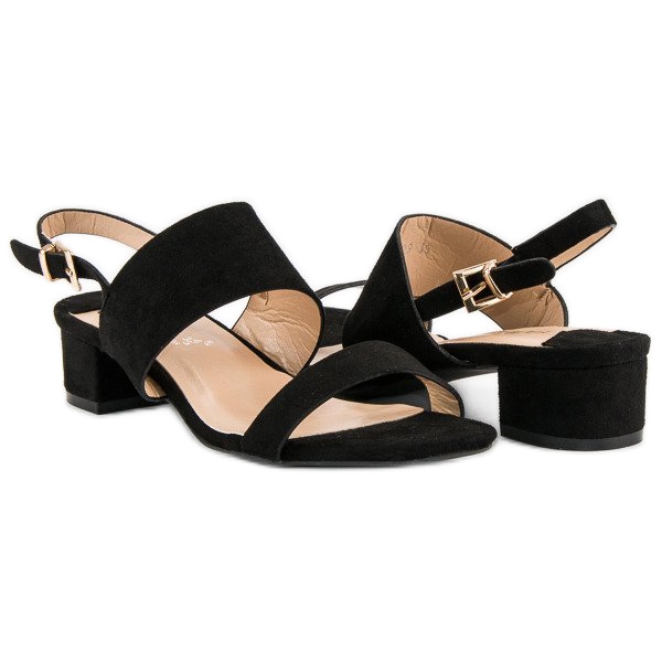 Fama Sandalias de tacón bajo negro 1 Fama Sandalias de tacón bajo negro 1