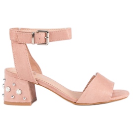 Erynn Sandalias con perlas rosado 6
