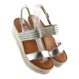 Alpargatas GG-5 plateadas con cuñas gris 4