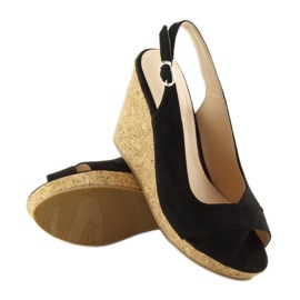Sandalias negras con cuña de corcho 6421 negro 3