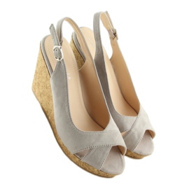 Sandalias grises con cuña de corcho 6421 Gris 1 Sandalias grises con cuña de corcho 6421 Gris 1