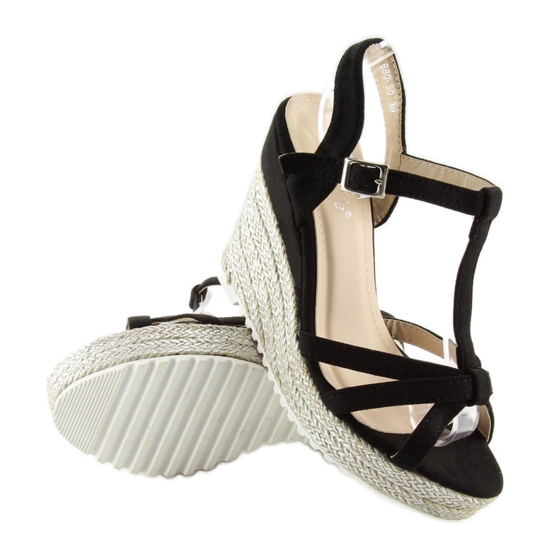 Negro Sandalias, alpargatas con cuña, negro 680-30 Negro 2