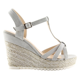 Sandalias grises, alpargatas en un tacón de cuña 680-30 Gris 5