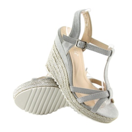 Sandalias grises, alpargatas en un tacón de cuña 680-30 Gris 2