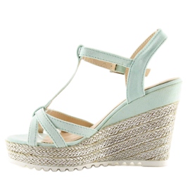 Sandalias alpargatas con cuñas celadón 680-30 Verde 5