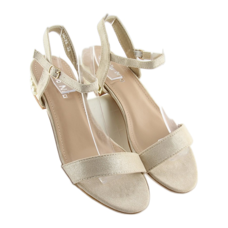 Sandalias tacón perlas beige 99 1 Sandalias tacón perlas beige 99 1