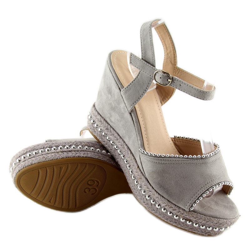 Sandalias grises con tacón de cuña U-6272 gris 1