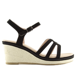 Sandalias negras con cuña baja SR-2817 Negro 5