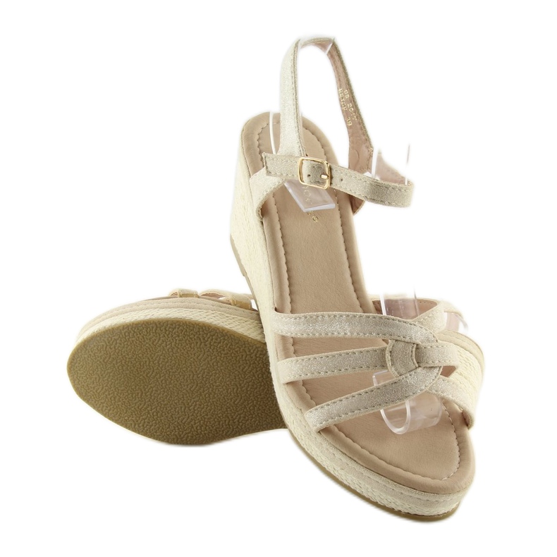 Sandalias beige con cuña SR-2817 beige 2
