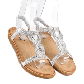 Fama Sandalias planas con circonitas gris 4