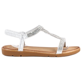 Fama Sandalias planas con circonitas gris 1