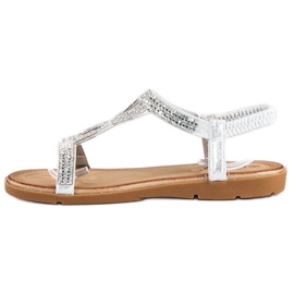 Fama Sandalias planas con circonitas gris 2