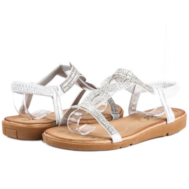 Fama Sandalias planas con circonitas gris 3