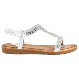 Fama Sandalias planas con circonitas gris 7