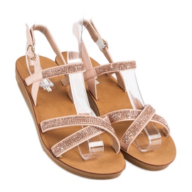 American Club Sandalias con adornos americanos rosado 3
