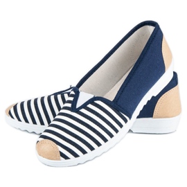 Slipons rayas azules blanco marrón azul marino 2