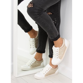 Chanelki sneakers Y612-41 Blanco blanco y dorado amarillo 5