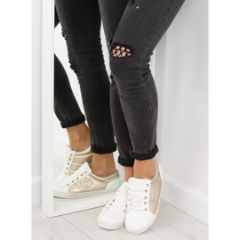 Chanelki sneakers Y612-41 Blanco blanco y dorado amarillo 6