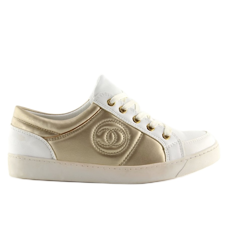 Chanelki sneakers Y612-41 Blanco blanco y dorado amarillo 1