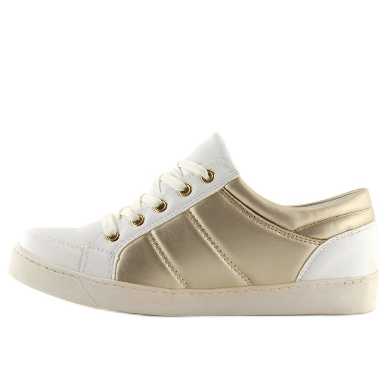 Chanelki sneakers Y612-41 Blanco blanco y dorado amarillo 2